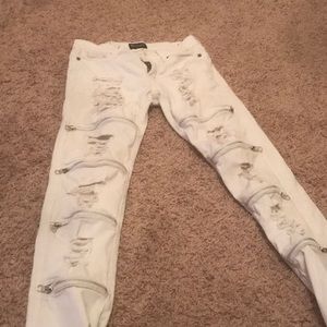 All white skinny jeans